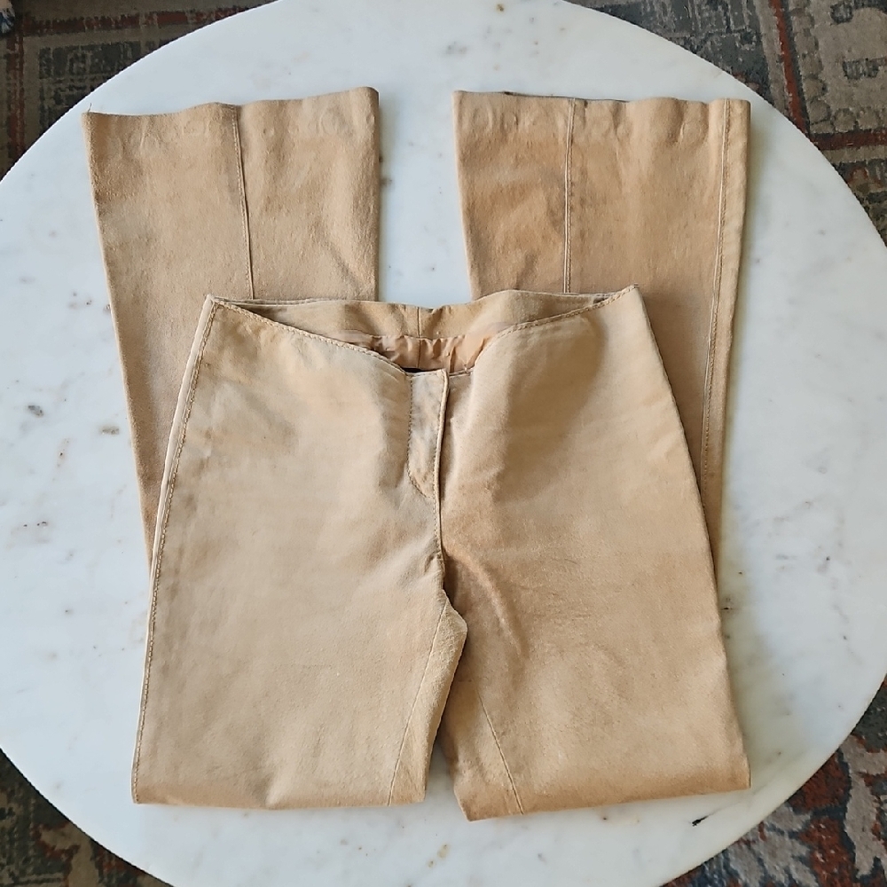 Bebe Vintage Tan Suede Flare Pant